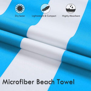 Large Microfiber Cabana Beach Towel (63 in W x 32 in H).