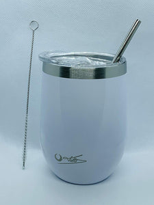 12oz Stainless Steel Glass Tumbler, New Redesign Spill Free Lid, Stainless Steel Straw