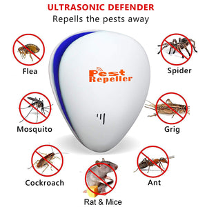 Ultrasonic Pest Repeller, Electronic Plug in, 100% Safe for Humans and Pets, 2 Pack
