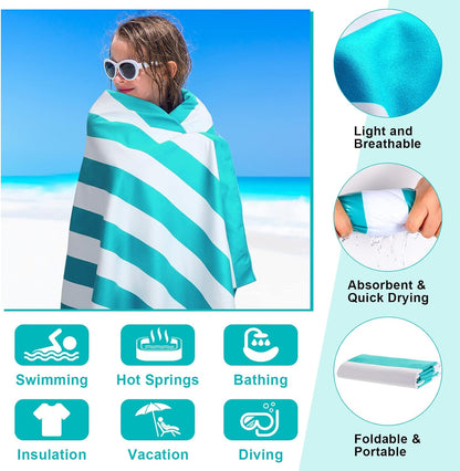 (L) Microfiber Beach Towel (63inX32in) 100% Recycled Material.