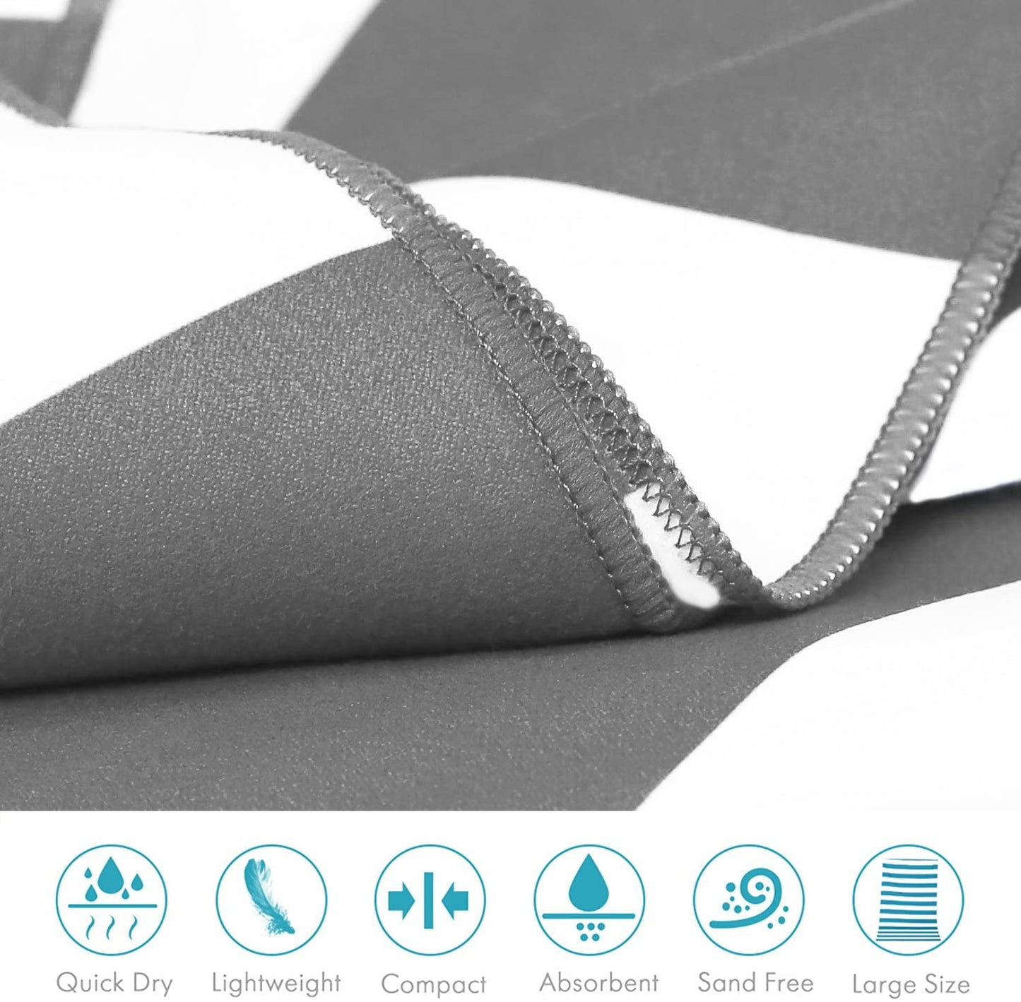 (L) Microfiber Beach Towel (63inX32in) 100% Recycled Material.
