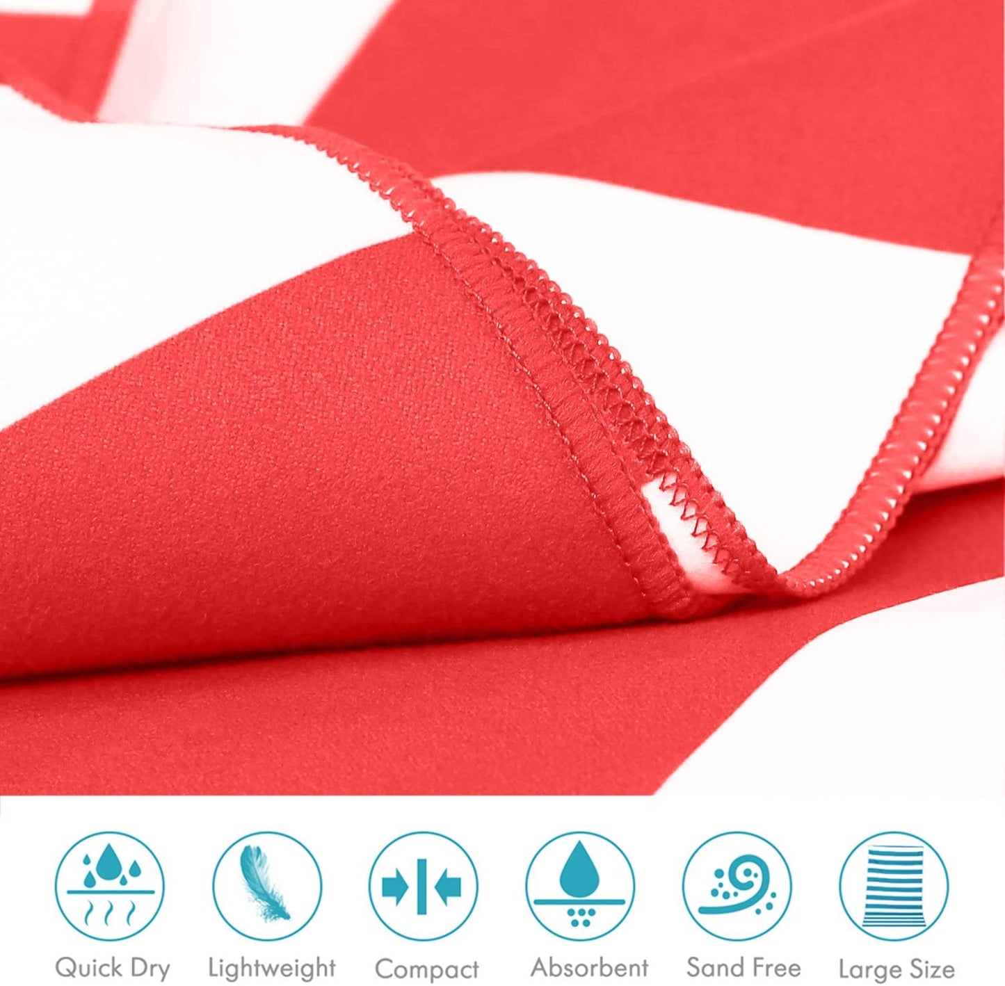 (L) Microfiber Beach Towel (63inX32in) 100% Recycled Material.