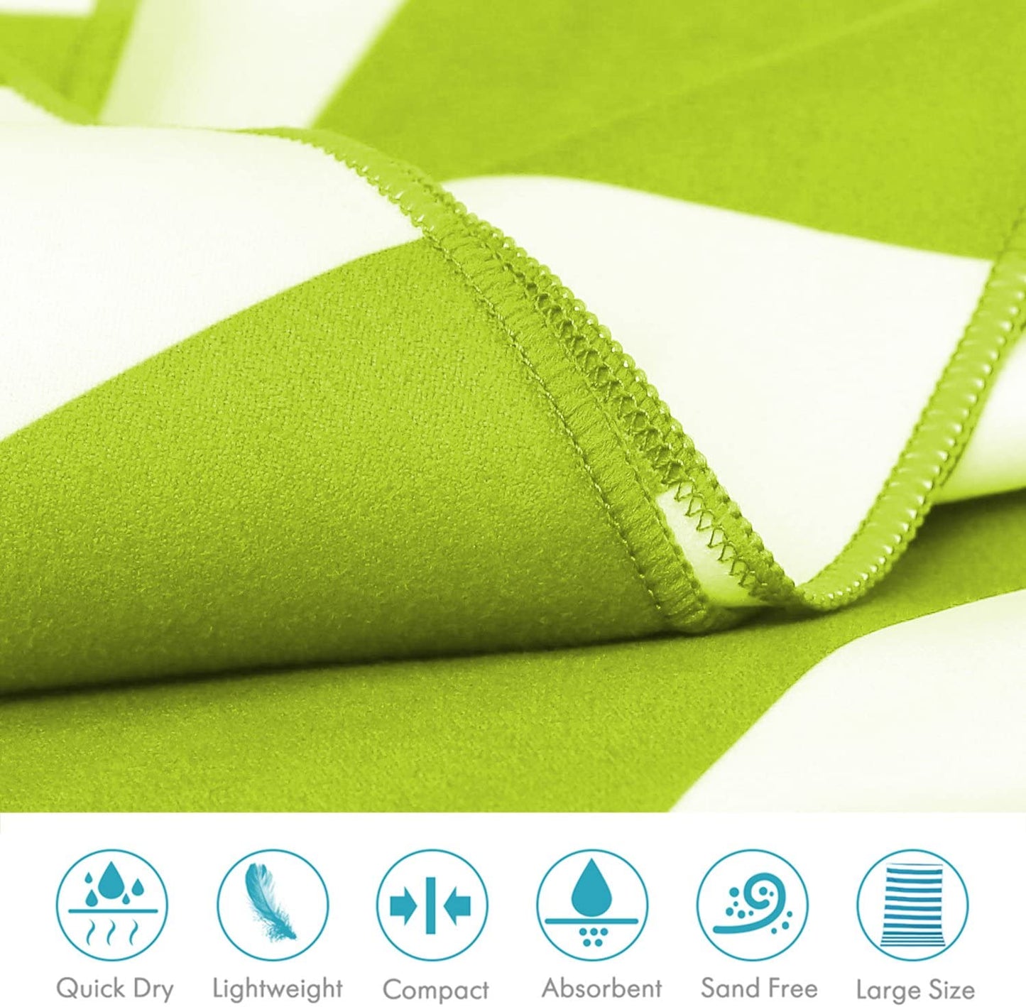(L) Microfiber Beach Towel (63inX32in) 100% Recycled Material.