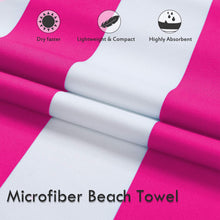Load image into Gallery viewer, Large Microfiber Cabana Beach Towel (63 in W x 32 in H).