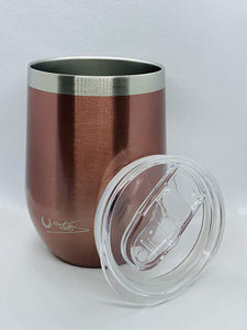 Tutti. 12oz Stainless Steel Glass Tumbler, New Redesign Spill Free Lid, Stainless Steel Straw
