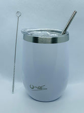 Load image into Gallery viewer, Tutti. 12oz Stainless Steel Glass Tumbler, New Redesign Spill Free Lid, Stainless Steel Straw